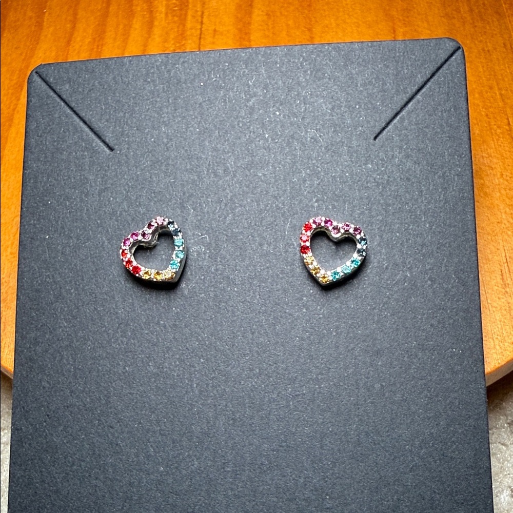 Multicolor Heart Stud Earrings